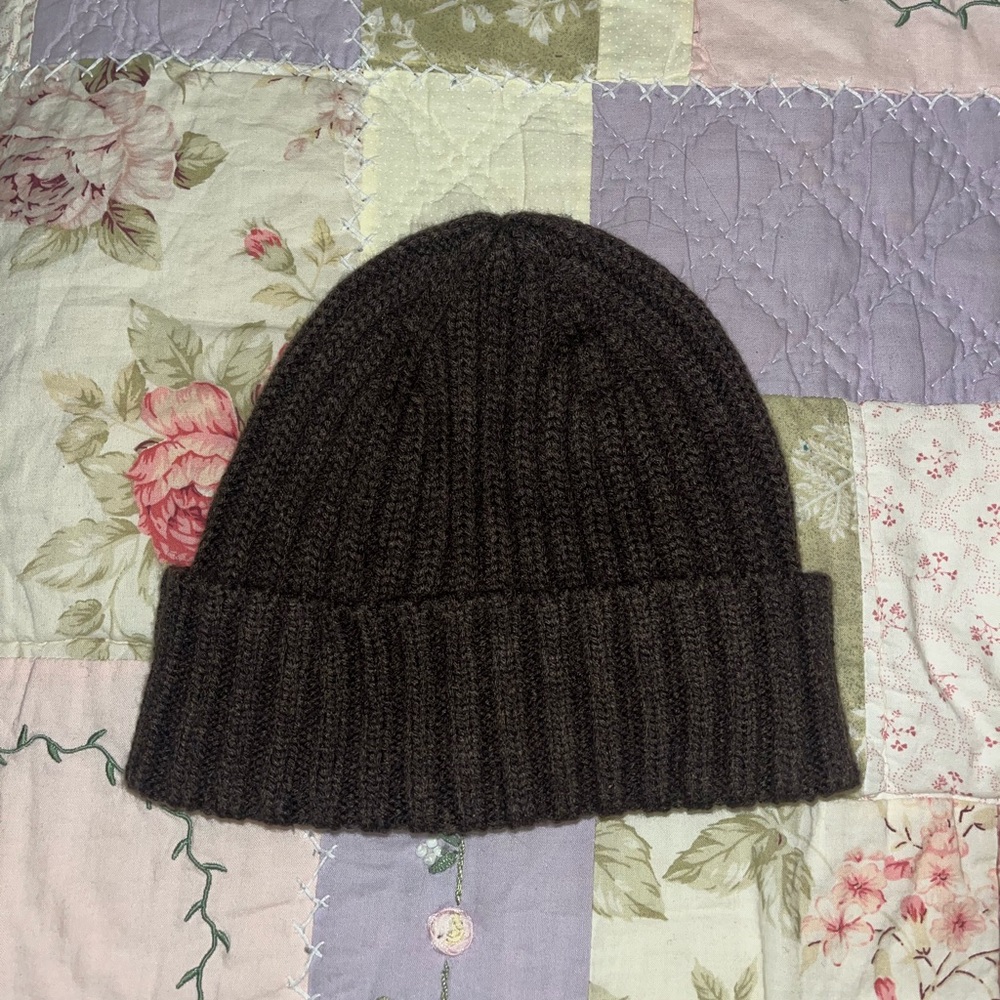 uniqlo heattech ribbed beanie dark brown